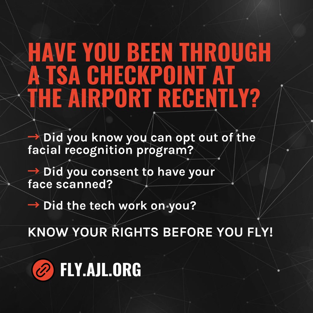 This summer my big project @ajlunited was the Freedom Flyers campaign. I've learned a lot about the power of people coming together to advocate for real change.

AI should be used without infringing on rights. Advocate for change with us -&gt; TSA.ajl.org