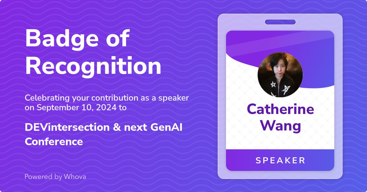 Thrilled to share that I just spoke at DEVintersection &amp; next GenAI Conference! Big thanks to the organizers and everyone who joined the session.🌟 Your presence made it special!

 - via #Whova event app