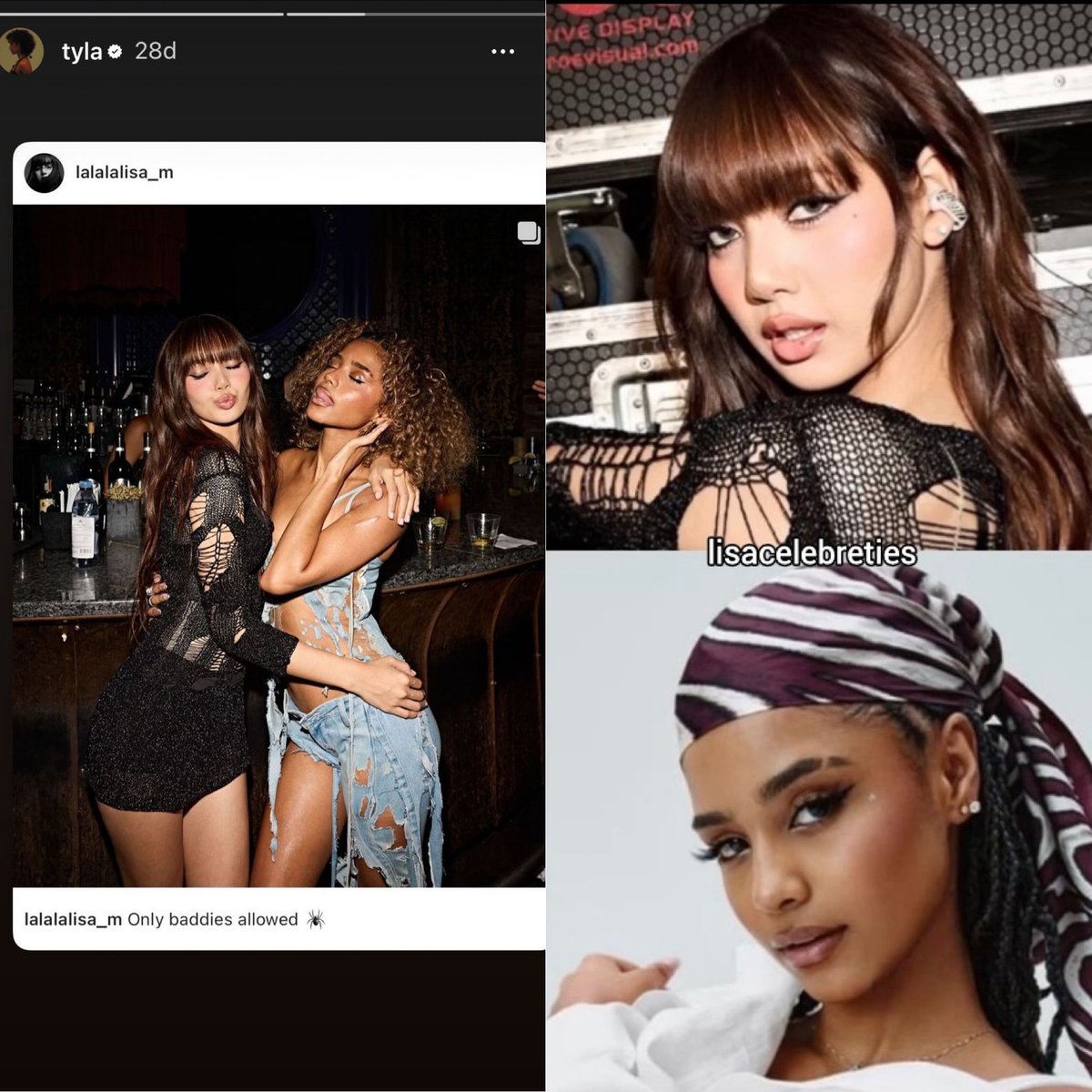 lisacelebreties's tweet photo. Tyla started following Lisa on Instagram. And she added Lisa’s Instagram post to her story.

#LISA #TYLA https://t.co/QkzVMRniRL