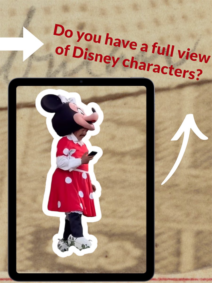 The character Minnie Mouse, who was taking a break at Disneyland overseas, took off his face and smoked a cigarette.？