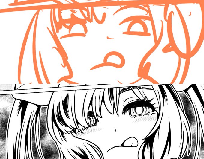 下書きとペン入れ後です
昔は
下書き=ペン入れ後くらいまで
時間をかけてきっちり描いてたんですけれど
「あれ?これは2度手間では?」と
最近になってやっと気づきました(遅すぎだよ!) 