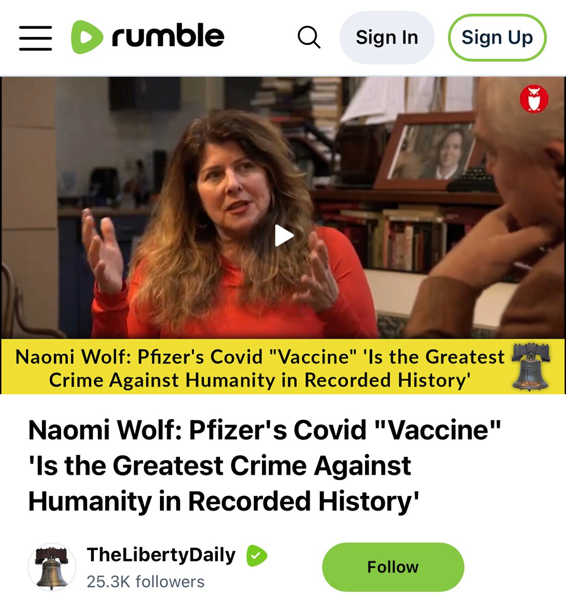 TruthUnitesUs's tweet photo. Naomi Wolf: Pfizer's Covid "Vaccine" 'Is the Greatest Crime Against Humanity in Recorded History'🔥

37,910 deaths reported in America alone due to #mRNA injections as per medical professionals through Sept 6, 2024 - conservative estimates‼️#VAERS #OpenVAERS 🚫💉❌

https://t.co/S5xiqqjrhx

https://t.co/6fMRPrecZX

@DailyClout