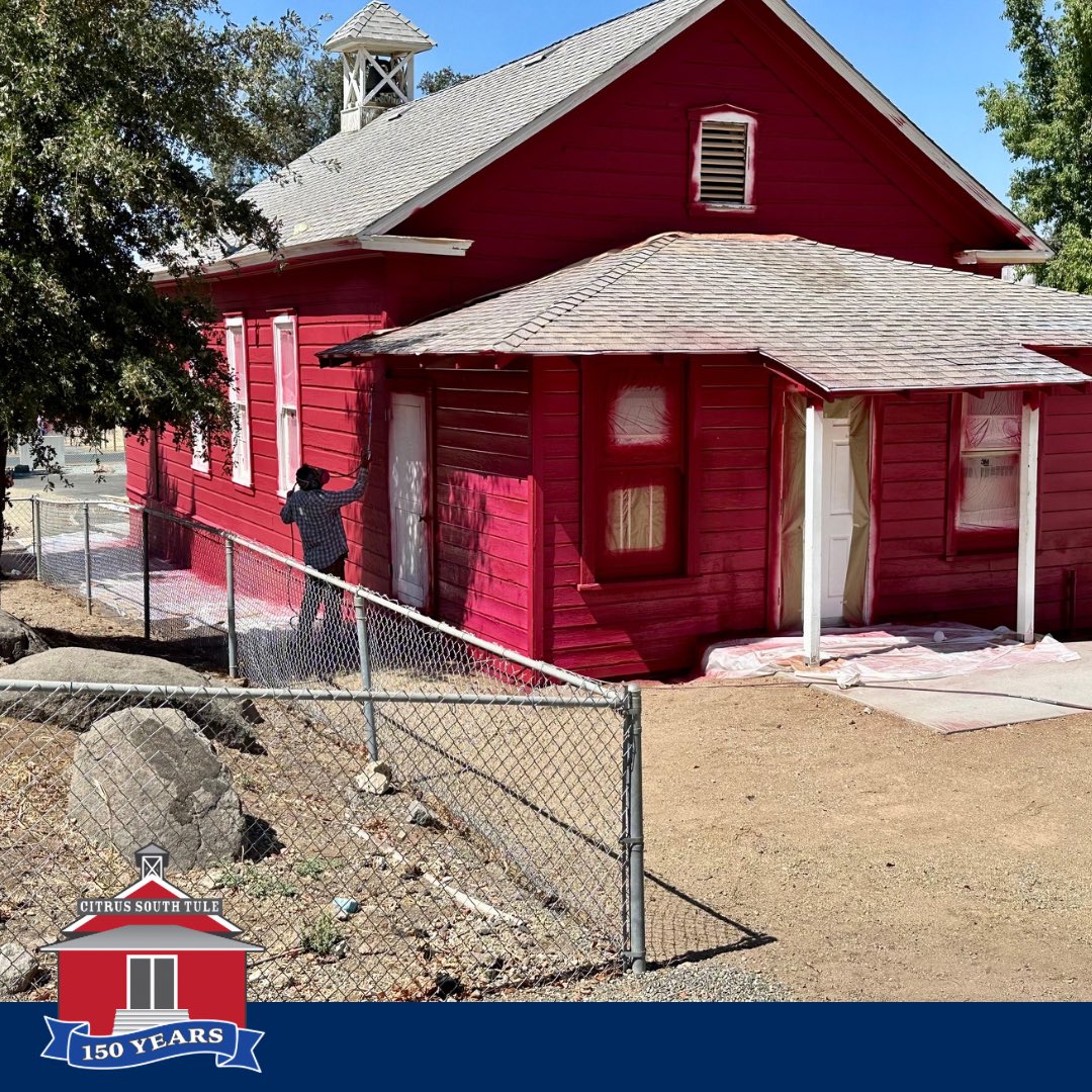 Future Ready Lab / Citrus South Tule (@porterville_frl) on Twitter photo The 150-year-old one-room schoolhouse is looking great with fresh red paint! White trim is up next, just in time for the 150th anniversary on Oct 18. Can’t wait to celebrate! #EmpowerTheFuture <a href="/PortervilleUSD/">Porterville Unified</a> <a href="/PathwaysPUSD/">Porterville Pathways</a> #CST150 #CitrusSouthTule The 150-year-old one-room schoolhouse is looking great with fresh red paint! White trim is up next, just in time for the 150th anniversary on Oct 18. Can’t wait to celebrate! #EmpowerTheFuture <a href="/PortervilleUSD/">Porterville Unified</a> <a href="/PathwaysPUSD/">Porterville Pathways</a> #CST150 #CitrusSouthTule