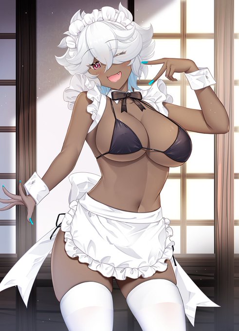 巨乳ビキニメイド(^^)v#ビキニ #エプロン 