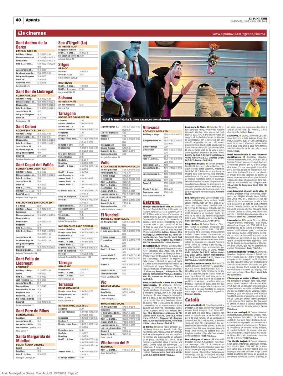 LafondLa52872's tweet image. "Hotel Transsilvània 3: Unes vacances monstruoses" es va estrenar als cinemes catalans el 13/07/2018, i distribuït per @sonypictures_es. La pel·lícula va ser doblada al català.

#HT3 #DoblatgeCatalà @gencat #JoséPosada #IsabelValls @ivanlabanda @JoanPera_ @mariamoscardo1 @PepSais