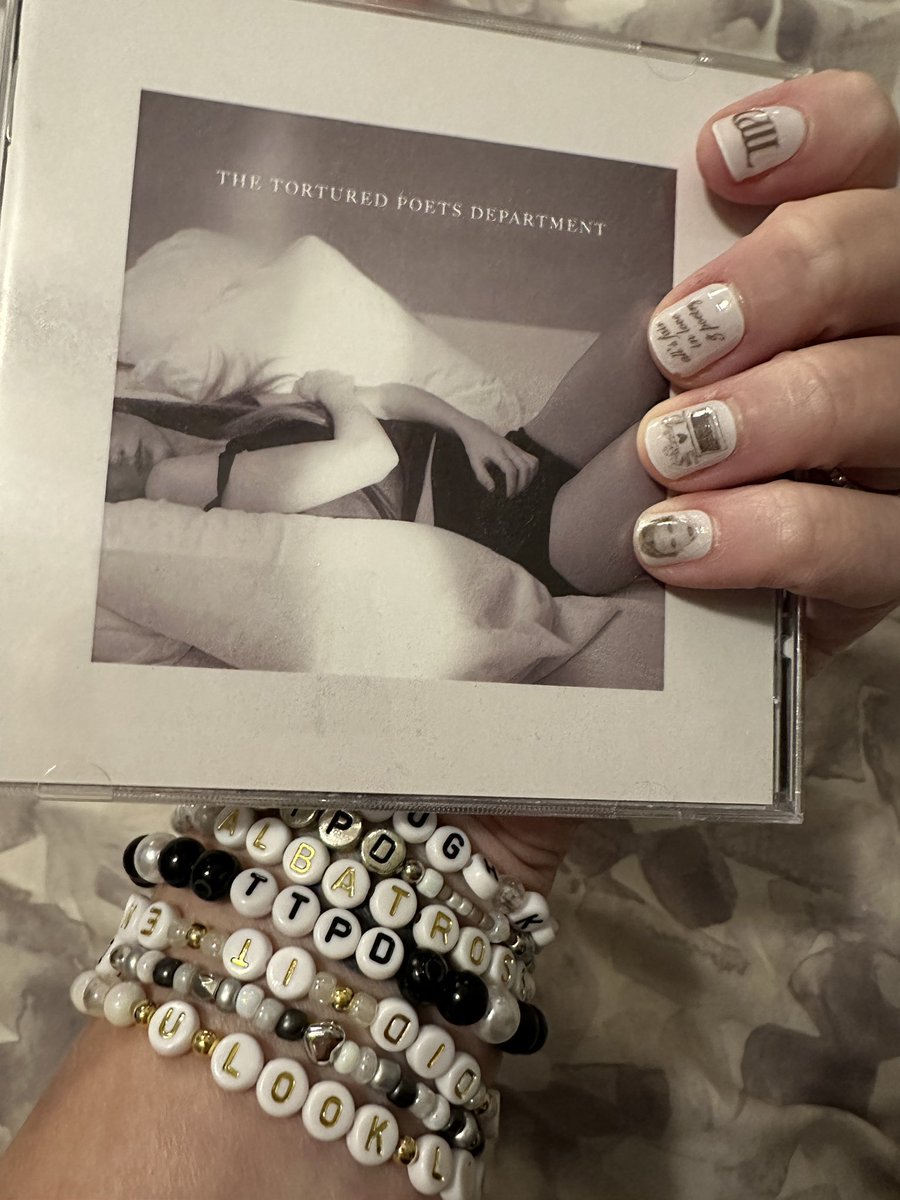taylorfeild's tweet photo. @taylornation13 My #SwiftieGoodLuckCharm is my pledge and membership to the TTPD, and these cute nail decals. 🤍 https://t.co/hCmmemR5Ac