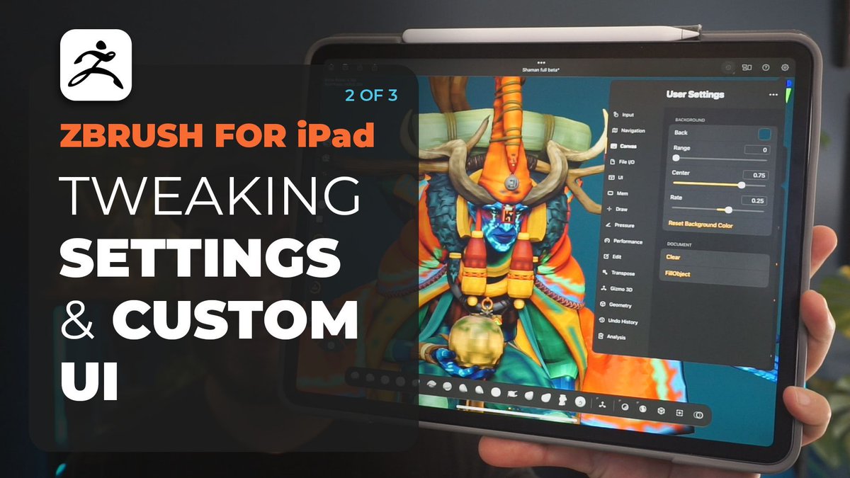The second video in the series: ZBrush for iPad is up now! In the second part, I'll show you how to tweak the settings and create a custom UI that helps you speed up your workflow. buff.ly/3MIPcnO Let me know what you think! #ZBrush #ZBrushforiPad