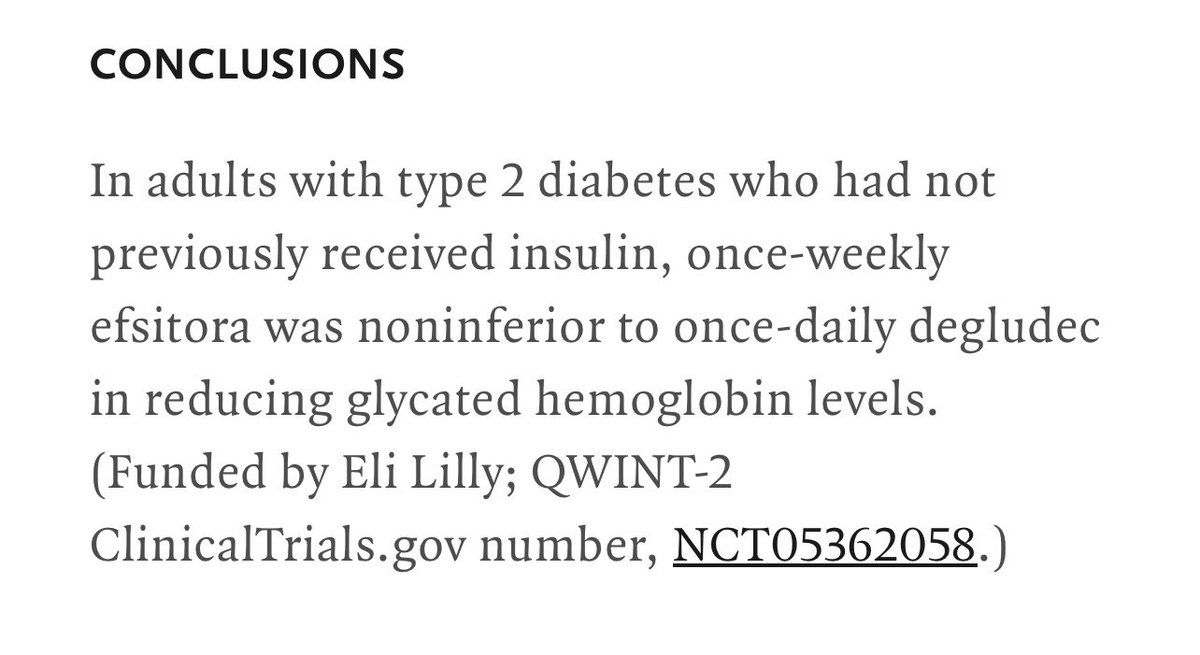 Dr_Khalghamdi's tweet image. ⬅️ تم في مؤتمر الجمعية الأوروبية لدراسة داء السكري المنعقد في مدريد نشر نتائج المرحلة الثالثة من دراسة  QWINT-2 تم مقارنة بين عقار أنسولين قاعدي يؤخذ مرة واحدة في الأسبوع #efsitora وبين أنسولين قاعدي يؤخذ مرة كل يوم #degludec 

⬅️ للبالغين المصابين بداء السكري من النوع الثاني