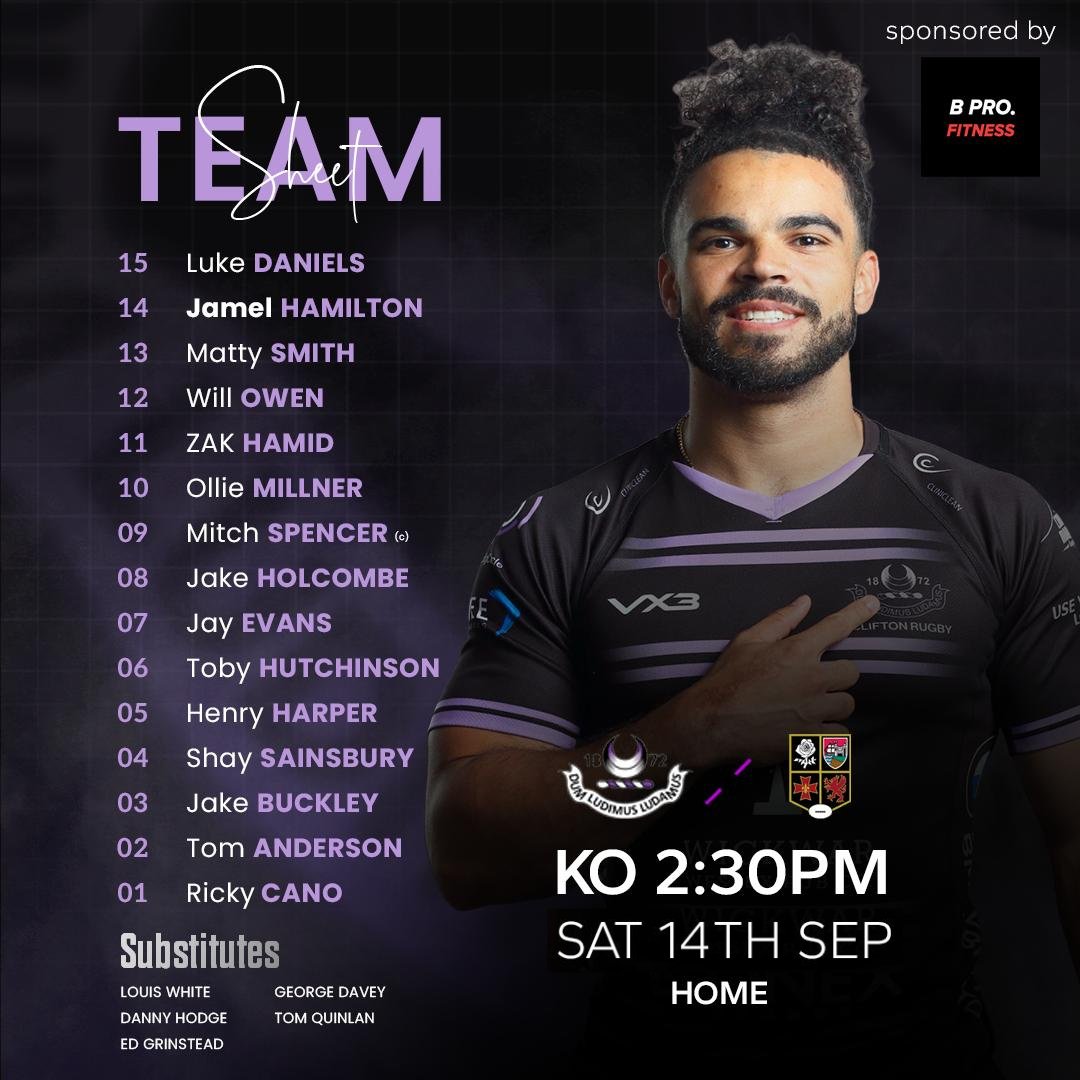 cliftonrugby's tweet image. It's GAME DAY - here's your team sheets 👏

We've got a busy day at the Club with a Match Day Lunch followed by:

🟣 Clifton 1XVs vs. @OldRedsRFC - 2.30PM KO

🟣 Wanderers vs. @OBsRugby - 2PM KO

Thanks to  @glevumwindows &amp;amp; @BProFitBristol 🙏

#teamsheets #teamlineup #cliftonrfc