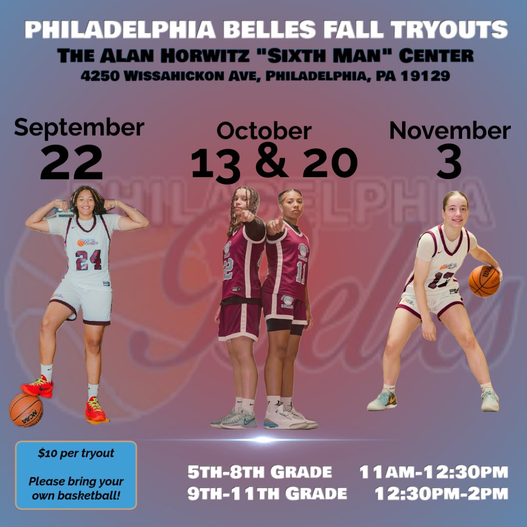 🚨🚨Fall Tyouts🚨🚨
Middle School 5th-8th &amp; High School 9th-11th. Bring your own basketballs! See you soon 😎😎🔔🔔
