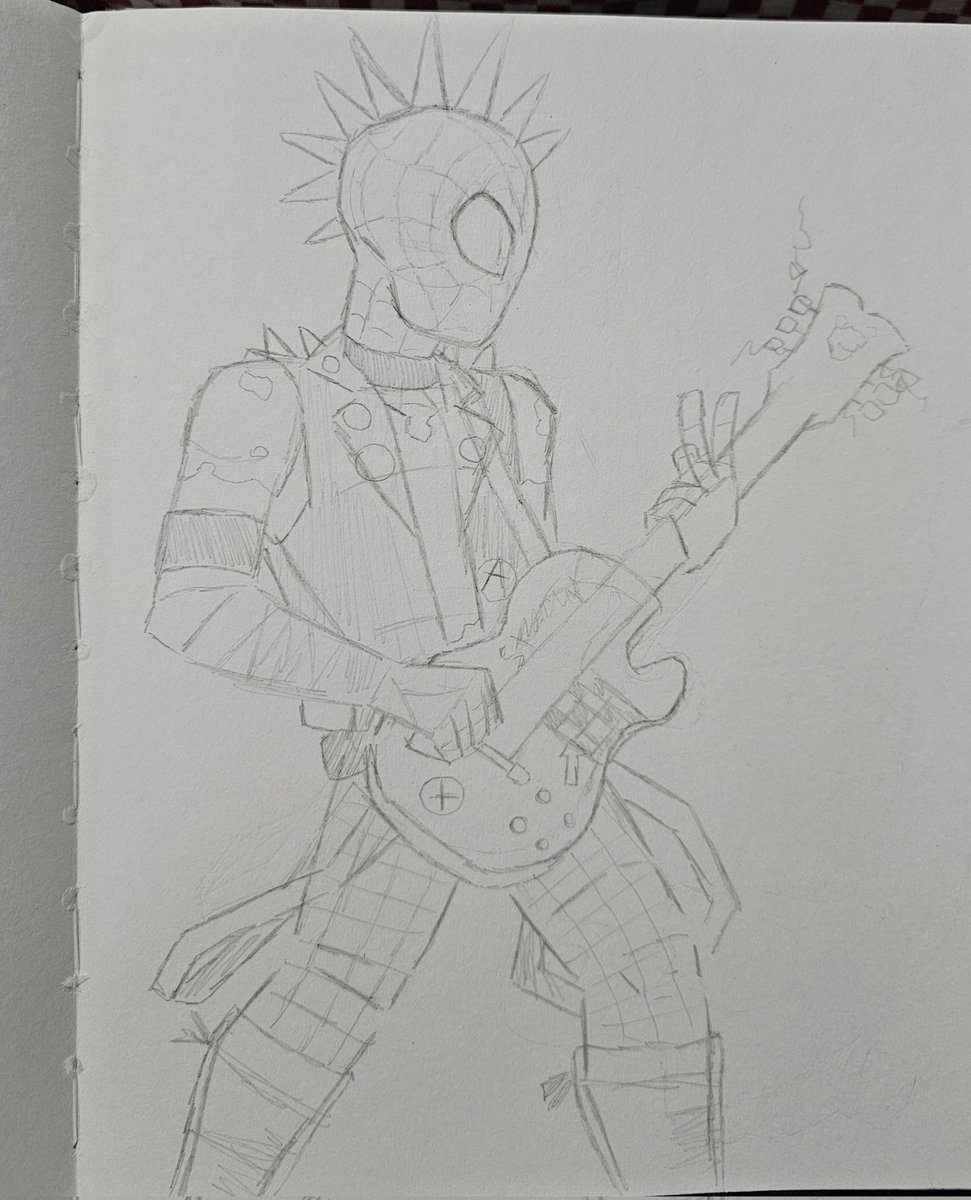_Indo_Kun's tweet photo. Quería dibujarlo desde que salio la película, pero no creí poder y ahora aquí esta Spider-Punk https://t.co/ZSEBA4F4o4