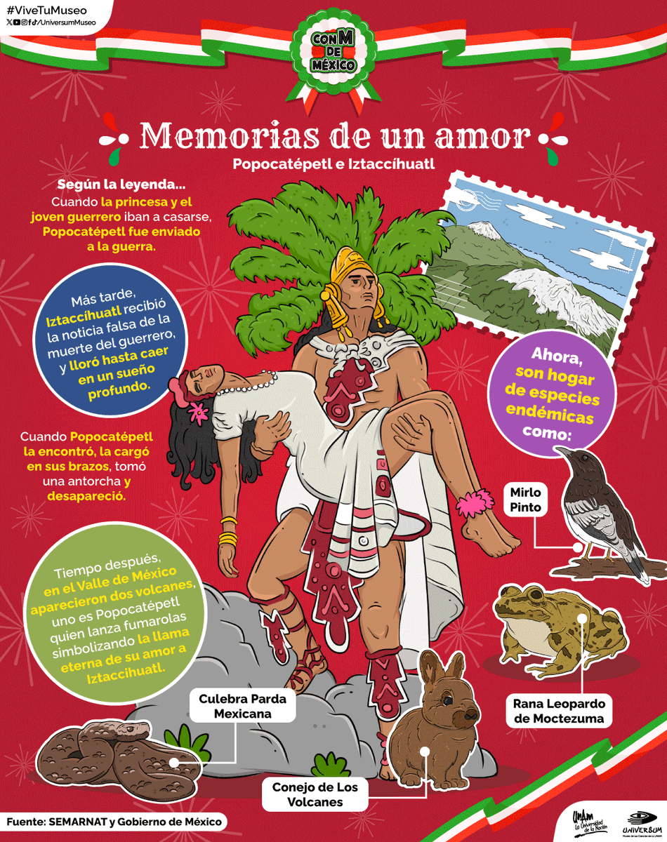 UniversumMuseo's tweet photo. ¡Amor eterno entre volcanes! 💓🌋

Recordemos la leyenda de Iztaccíhuatl y Popocatépetl #ConMDeMéxico 🇲🇽🥰

#ViveTuMuseo https://t.co/mop4TsrFyQ