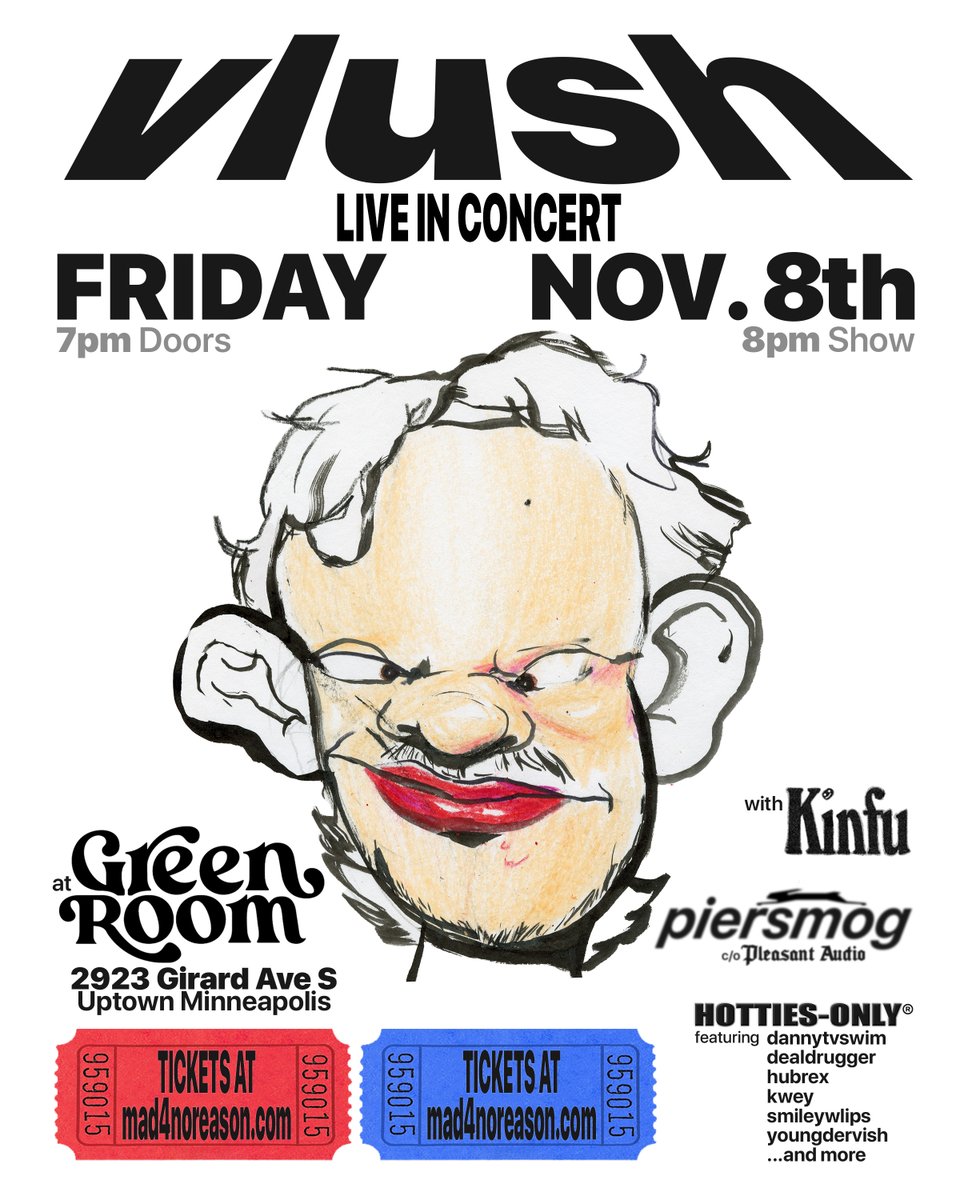 first vlush show in 8 years is happening Friday, Nov. 8th
<a href="/greenroommpls/">Green Room</a> get tickets at: bio.to/vlush
