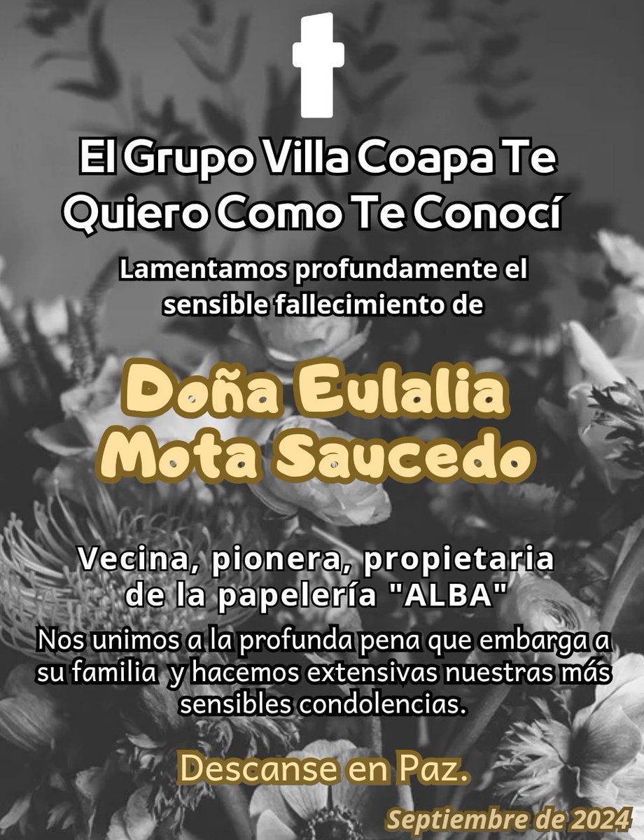 Villa Coapa t ♥ (@enrique_cue) on Twitter photo Descansa en paz, querida vecina, que te lo has ganado...
<a href="/luluvaldezm/">LValdézM</a> <a href="/obd1965/">OBD</a> <a href="/la_narcizomvc/">La U.H. Narciso Mendoza 😉</a> <a href="/IrmaNajeraG/">Irma N</a> <a href="/bobbylagunas/">Roberto Gomez Tovar</a> <a href="/omar_warrior_/">Omar (Pachas)</a> Descansa en paz, querida vecina, que te lo has ganado...
<a href="/luluvaldezm/">LValdézM</a> <a href="/obd1965/">OBD</a> <a href="/la_narcizomvc/">La U.H. Narciso Mendoza 😉</a> <a href="/IrmaNajeraG/">Irma N</a> <a href="/bobbylagunas/">Roberto Gomez Tovar</a> <a href="/omar_warrior_/">Omar (Pachas)</a>