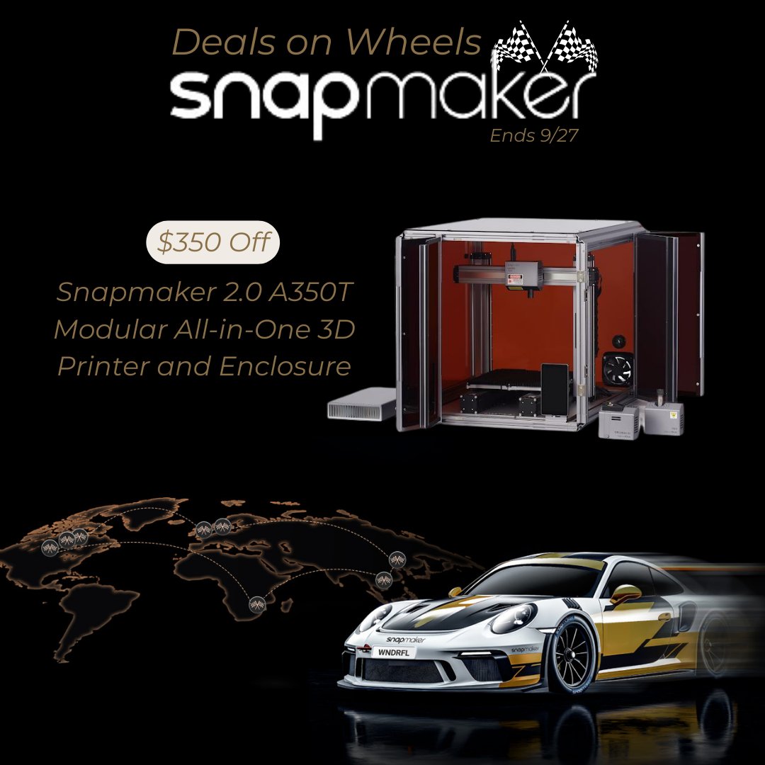 MatterHackers's tweet image. #MatterHackers offers #Snapmaker products on #sale, including the Snapmaker #2.0 #allinone #machines and #accessories. #Discounts include the #Artisan #3in1 #3DPrinter for $2,599 (was $2,999) and more.

matterhackers.com/r/4CCqbs

#DealsonWheels