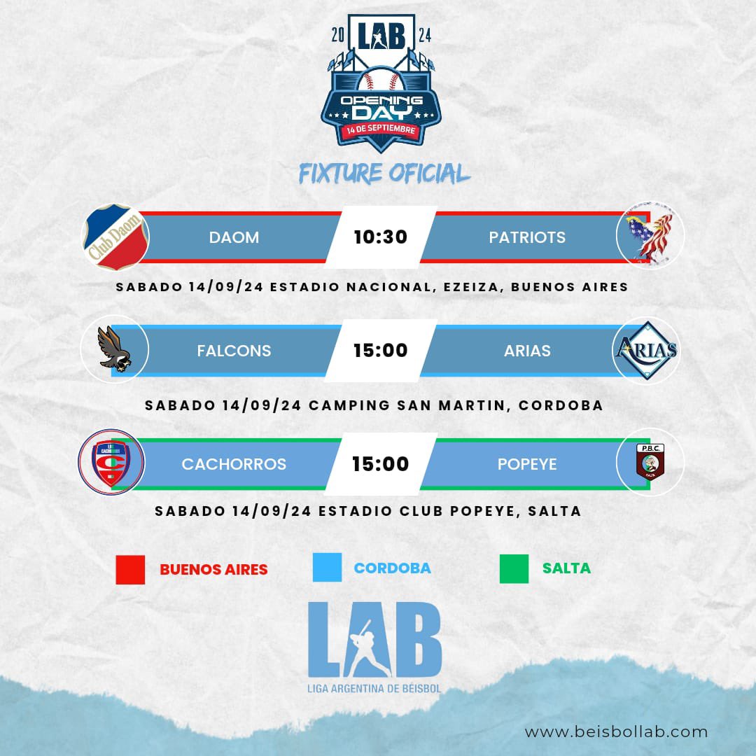 🙌🏻 Vuelve la @lab_beisbol  y no podes faltar a la cita ⚾️🇦🇷 

👉🏻 SÁBADO 14/9 👉🏻 Tres provincias!!

<a href="/SaltaBeisbol/">Liga Salteña Beisbol</a> <a href="/lmbeisbol/">LMB Béisbol Arg.</a> 
<a href="/WBSC/">WBSC ⚾🥎</a> <a href="/beisbolamericas/">wbscamericasbeisbol</a> <a href="/WBCBaseball/">World Baseball Classic</a>