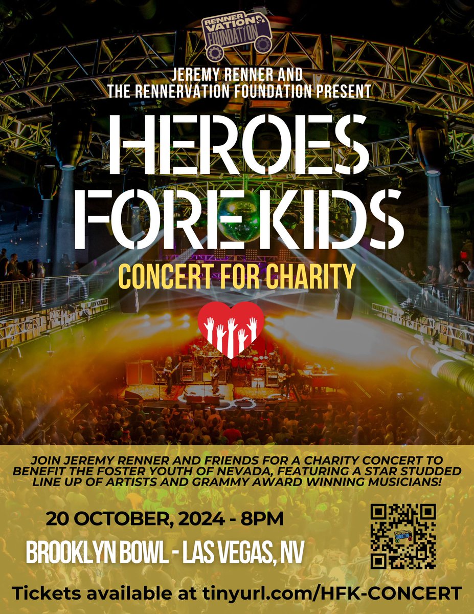 Heroes Fore Kids Concert Tickets are now LIVE! Come out for a good time and support our mission!

Grab your seat: tinyurl.com/hfk-concert