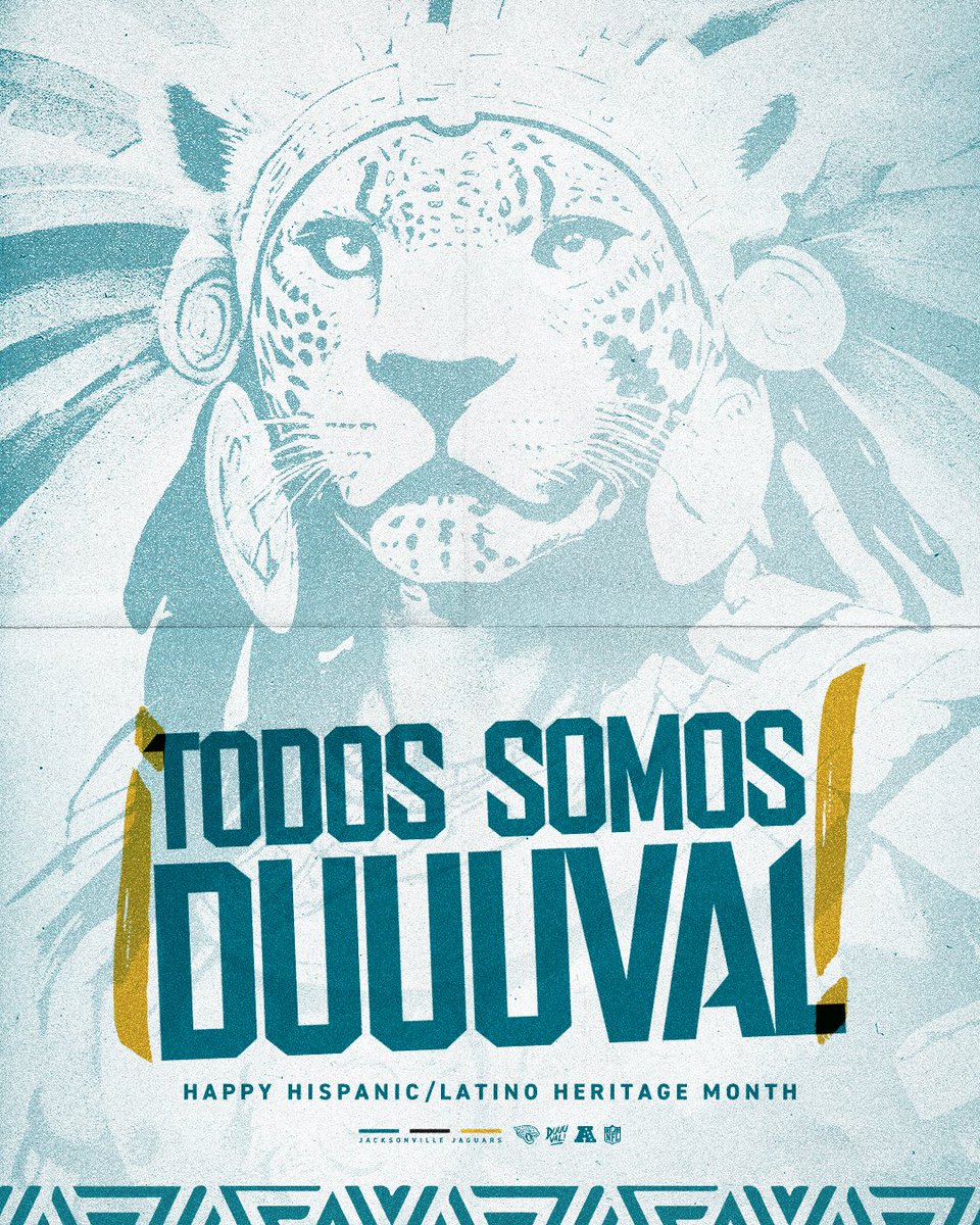 Jaguars's tweet photo. ¡Mi Gente! Happy Hispanic/Latino Heritage Month 🫶
#SomosDUUUVAL https://t.co/Pa5m23JV4m