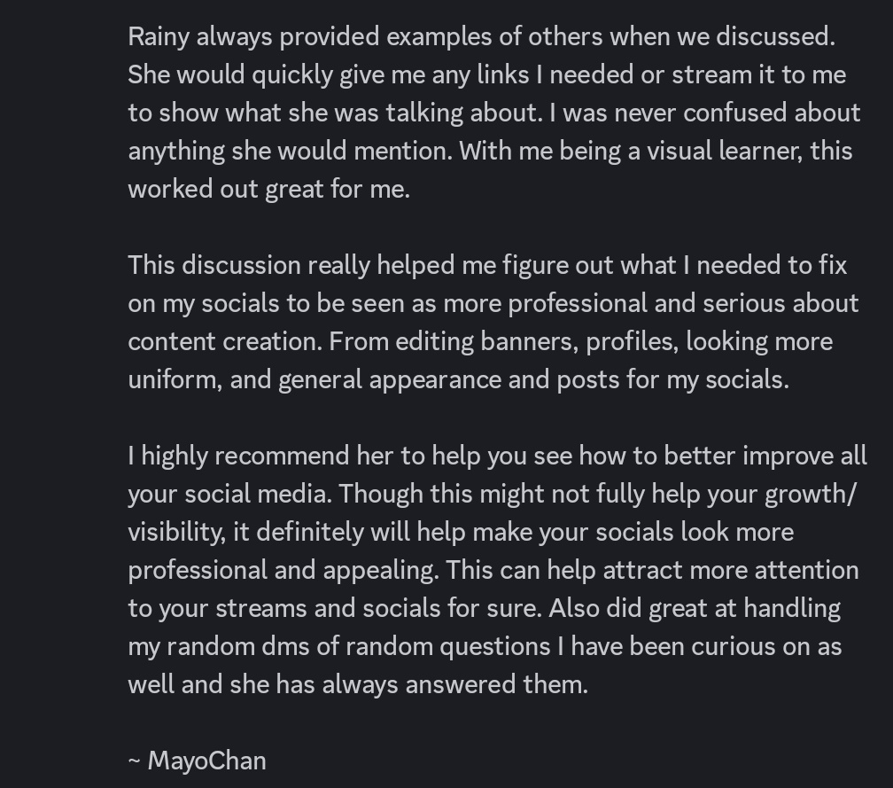 RainyRentyn's tweet photo. My first Social Media consultation seems to have gone well! It feels so nice to have my experience help others ; v;

Social Media Consulting services are now open on my Vgen! So if anyone is interested I will be available for 1 on 1 help! https://t.co/DHApwvd8Rw