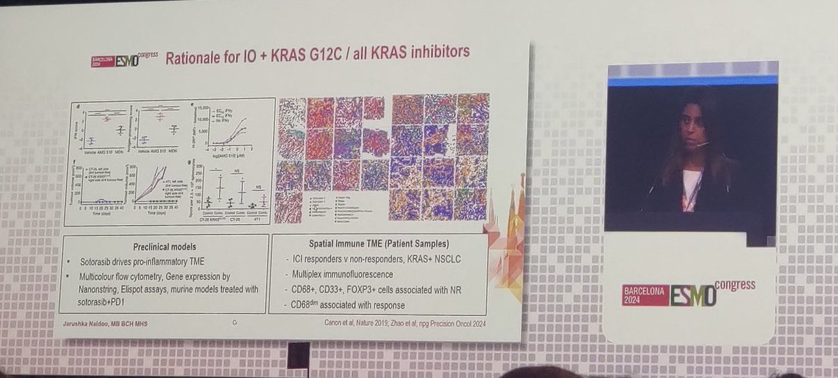 DrJNaidoo's tweet photo. #ESMO24 Targeting KRAS in NSCLC🔥

Packed session today on this hot topic:
- Current status of KRAS G12Ci #NatashaLeighl
- KRAS Non G12C #CollinLindsay 
- Resistance @DrMarkAwad  
- KRAS/IO combos @DrJNaidoo

With great questions from @KRASKickers
#ESMOAmbassadors #ESMO24 @myESMO https://t.co/iDo1YefvnR