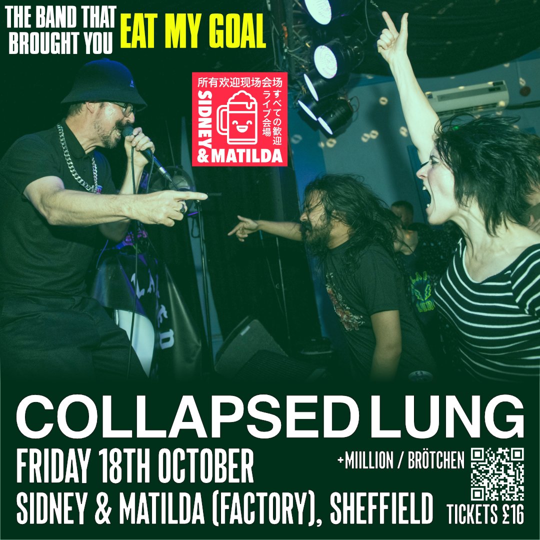 Collapsed Lung (@collapsed_lung) on Twitter photo Exactly one month until we return to Sheffield to play at Sidney & Matilda alongside <a href="/brotchen/">Susis Brötchen Lieferservice</a>._ and Miilion. Cannot wait to return to smash it in Steel City.
Tickets : wegottickets.com/event/624964 Exactly one month until we return to Sheffield to play at Sidney & Matilda alongside <a href="/brotchen/">Susis Brötchen Lieferservice</a>._ and Miilion. Cannot wait to return to smash it in Steel City.
Tickets : wegottickets.com/event/624964