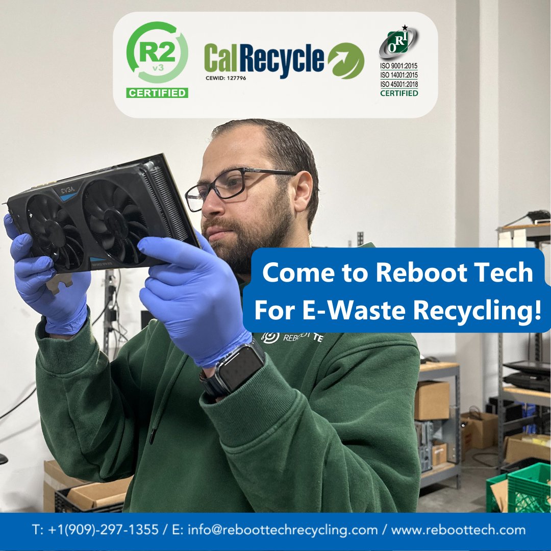 RebootTechLLC's tweet photo. At Reboot Tech, we specialize in secure e-waste recycling that not only protects your sensitive data but also helps reduce the environmental impact of discarded electronics. ππ»
#EWasteManagement #DataProtection #RecycleResponsibly #R2v3Certified #ISOCertified #CalRecycle https://t.co/uZxEsyZruG