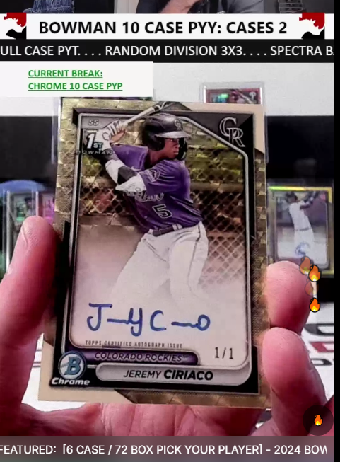 RareOneCards's tweet photo. The Jeremy Ciriaco super auto was pulled by The Monster Card Shop on Fanatics Live!

@BDKleinman @KVCardz https://t.co/7mz4KRiYc8