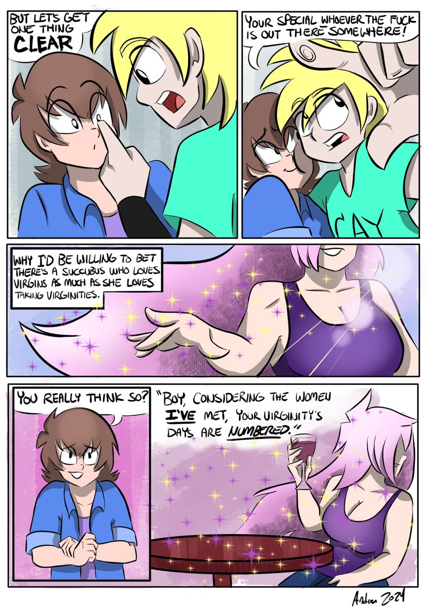 Virgin Training Chapter 1 is complete! 

Callum’s journey to losing his v-card begins 🤭🤭

If you wanna see WIPs of this little comic journey, you can join my $1 P🔺treon! 

And thank you to those who already joined! 🥰

I’m not the best writer but I hope you enjoy! 

(1/7)