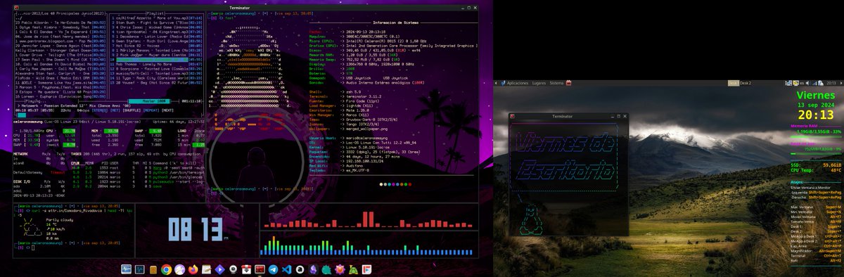 marioiceman's tweet photo. #ViernesDeEscritorio
Laptop 2008
Distro: #Loc_OS 23
Init: #SystemV
WM: #Marco
Escritorio: #MATE
Terminal: #Terminator
Dock: #Plank
Shell: #Zsh + omz (Oh My Zsh)
Apps
#fastfetch #BigTime #glances
#moc #vis #cava
#profanity #conky https://t.co/HdE2sSH9IV