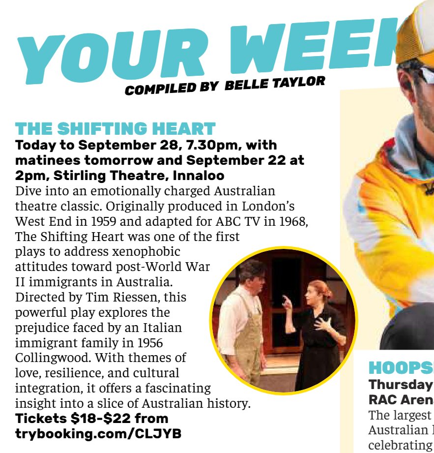 SharingIt2's tweet photo. Thank you to The West Australian &amp; PLAY magazine for the shoutout about THE SHIFTING HEART at Stirling Theatre! It’s on again tonight and tmw – book at https://t.co/48EB6QDNnt 

#wanews #perthnews #perth #perthisworthit #perthisokay #perthnow #perthevents #perthlife #perthisok https://t.co/qZm8VgIvtK