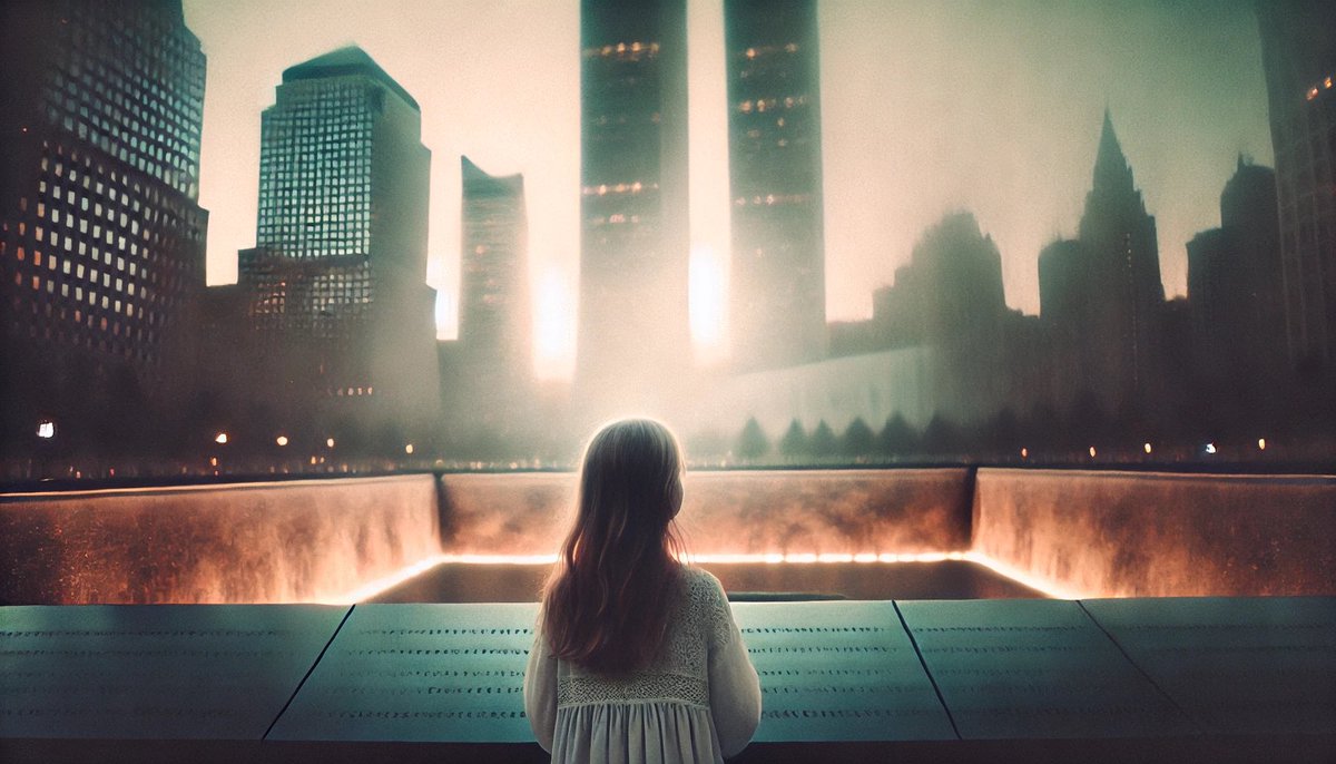 FatefulTales's tweet photo. A mother shared a chilling moment when her 4-year-old daughter saw a 9/11 memorial. Her daughter then calmly said she had worked at the Twin Towers before, describing how one day the building became very hot. https://t.co/Mh3bJYJLlV