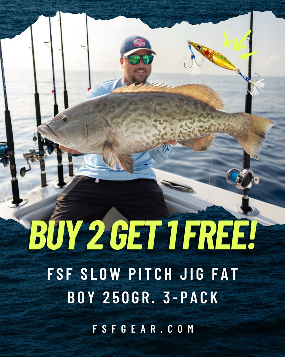 flsportfishing's tweet image. Increase your chances of catching bottom dwellers like #grouper &amp;amp; #tilefish with the FSF Slow-Pitch Jig Fat Boy 205GR! The versatile Fat Boy jig boasts a spoon design ideal for various depths (up to 600ft) &amp;amp; slow currents.

Shop here: l8r.it/85Yu