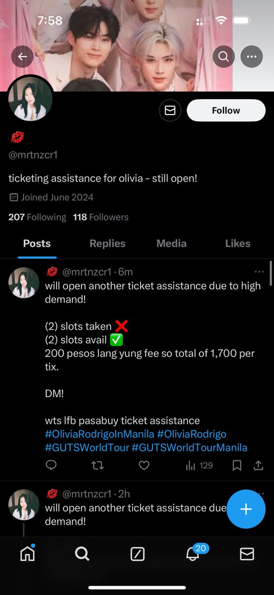 alterego_jm's tweet photo. NEW USERNAME:  @mrtnzcr1

PLEASE BEWARE!!!

SCAMMER ‼️

Name: Crystal Martin
Number: 018840738453

#OliviaRodrigo #OliviaRodrigoInManila #GUTS #GUTSWorldTour #GUTSWorldTourManila https://t.co/r1cm262q9A