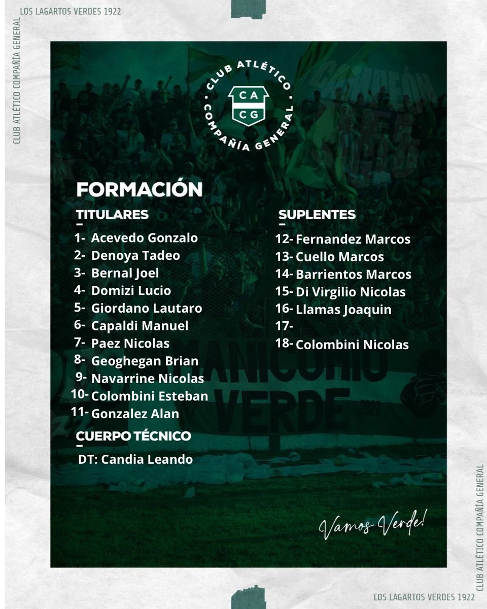 cacgsalto's tweet photo. 🟢⚪️YA ESTAMOS EN EL CEPEDA🟢⚪️
#1ra #Formacion
Asi van los #11 de #Compañia por la #1erfecha del #TorneoLocal
#DaleVerde🟢⚪️🟢 https://t.co/5EU0nonh6S