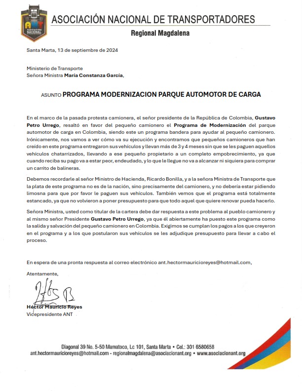 <a href="/petrogustavo/">Gustavo Petro</a> ahora toca cumplir a pequeños camioneros <a href="/MinTransporteCo/">MinTransporte</a> <a href="/MinHacienda/">MinHacienda</a> plata es de camioneros no de la nación más de 4 meses sin pagarles el programa bandera para pequeños <a href="/NoticiasCaracol/">Noticias Caracol</a> <a href="/RevistaSemana/">Revista Semana</a> <a href="/ACC_camioneros/">ACC Camioneros (oficial)</a> <a href="/Colfecar/">Colfecar</a> <a href="/fedetranscarga/">FEDETRANSCARGA</a>