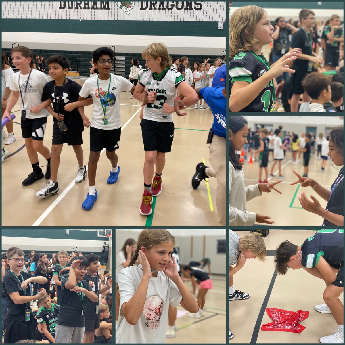 ManghamMath's tweet photo. Group Dynamix Field Trip Hour 3: Two mega groups in the gym for battle royales in various games. @durham_dragon @Carrollisd  #WeAreDurham #groupdynamix https://t.co/EFTsMnQ3yS
