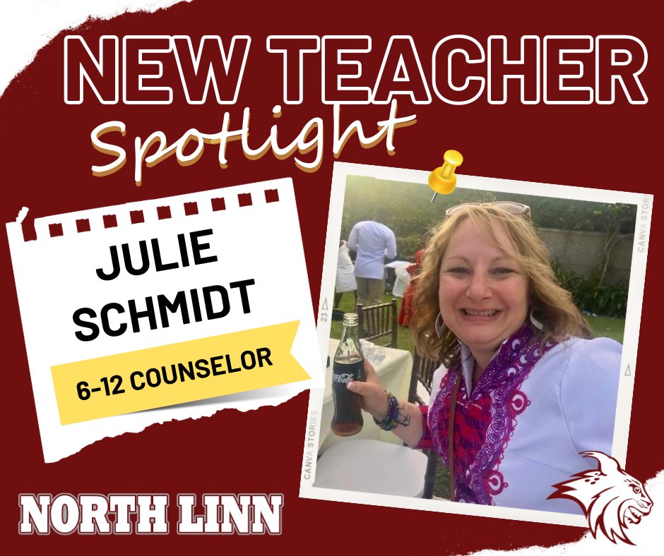 We are excited to introduce our first new #LynxCountry staff member!

Please help us welcome 𝙅𝙪𝙡𝙞𝙚 𝙎𝙘𝙝𝙢𝙞𝙙𝙩 to the district, where she will be our 6-12 Counselor.