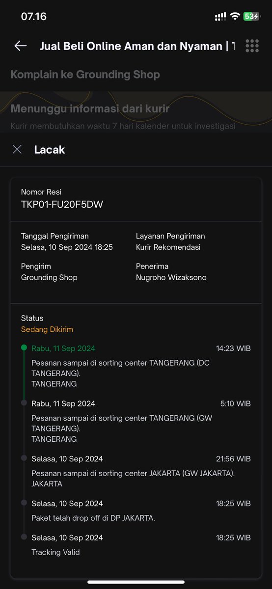 _Nugroho__'s tweet photo. @jntexpressid min, tolong bantu cek dong paket saya dari hari rabu sampai saat ini masih belum sampai TKP01-FU20F5DW https://t.co/UNadgVDuLE