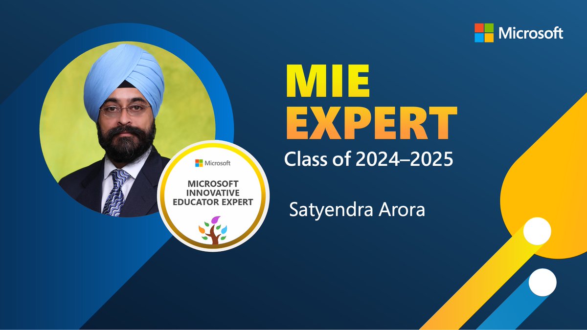 Satyendra Arora (@satarora) on Twitter photo What better way to kick off the weekend?
🎉Excited to continue my journey as a #MIEExpert again!
Let’s drive🚀 #innovation and #empower students together!
A huge thanks to <a href="/MicrosoftEDU/">Microsoft Education</a> & <a href="/YCISBJ/">YCIS Beijing</a>
#EdTech #EducationTransformation #EducatorsInTech #AIinEducation What better way to kick off the weekend?
🎉Excited to continue my journey as a #MIEExpert again!
Let’s drive🚀 #innovation and #empower students together!
A huge thanks to <a href="/MicrosoftEDU/">Microsoft Education</a> & <a href="/YCISBJ/">YCIS Beijing</a>
#EdTech #EducationTransformation #EducatorsInTech #AIinEducation