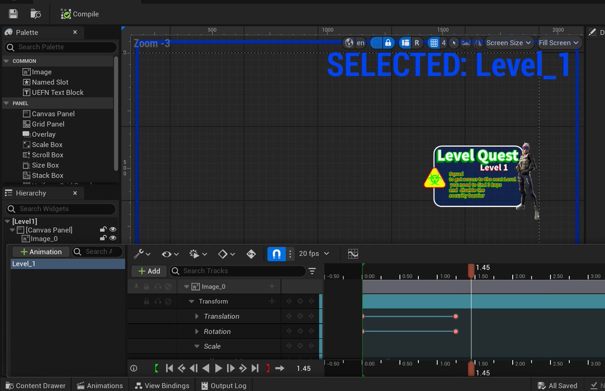mimmo_the_root's tweet photo. Hi @IanSouthwell2  i need a #UEFNTIP from you. I'm try to learn how to make animated UI via Animation sequence. All work in #UEFN but not when i run the UI in game mode. Is there a middle step that only expert know ? Thk in advance. M. https://t.co/GfzkZMVGFT