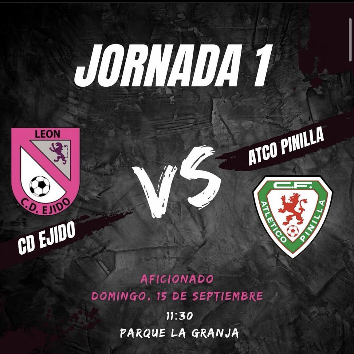 AFICIONADO | J1 

¡Arranca la temporada de nuestro Aficionado! 

🆚  Atco Pinilla
🗓️ Domingo, 15 de Septiembre 
🕰️ 11:30 
📍 Parque La Granja