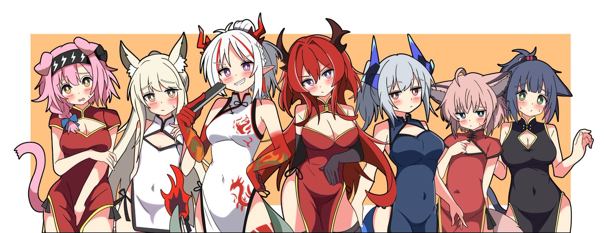 アークナイツ「#アークナイツ #明日方舟 アークチャイナ服ナイツ欲張りセットです! 」|Hendraのイラスト
