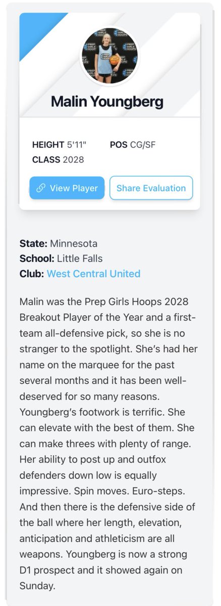 Malin Youngberg (@malinyoungberg) on Twitter photo Thank you <a href="/PGHMinnesota/">Prep Girls Hoops Minnesota</a> for putting on the Freshman Showcase. Thank you <a href="/GMacHoops/">Grant McGinnis</a> <a href="/AllyMcGinnis2/">Ally</a> and <a href="/tonyragtime76/">Tony Ragulen</a> for evaluating the players at the showcase. Thank you <a href="/PGHMinnesota/">Prep Girls Hoops Minnesota</a> for putting on the Freshman Showcase. Thank you <a href="/GMacHoops/">Grant McGinnis</a> <a href="/AllyMcGinnis2/">Ally</a> and <a href="/tonyragtime76/">Tony Ragulen</a> for evaluating the players at the showcase.
