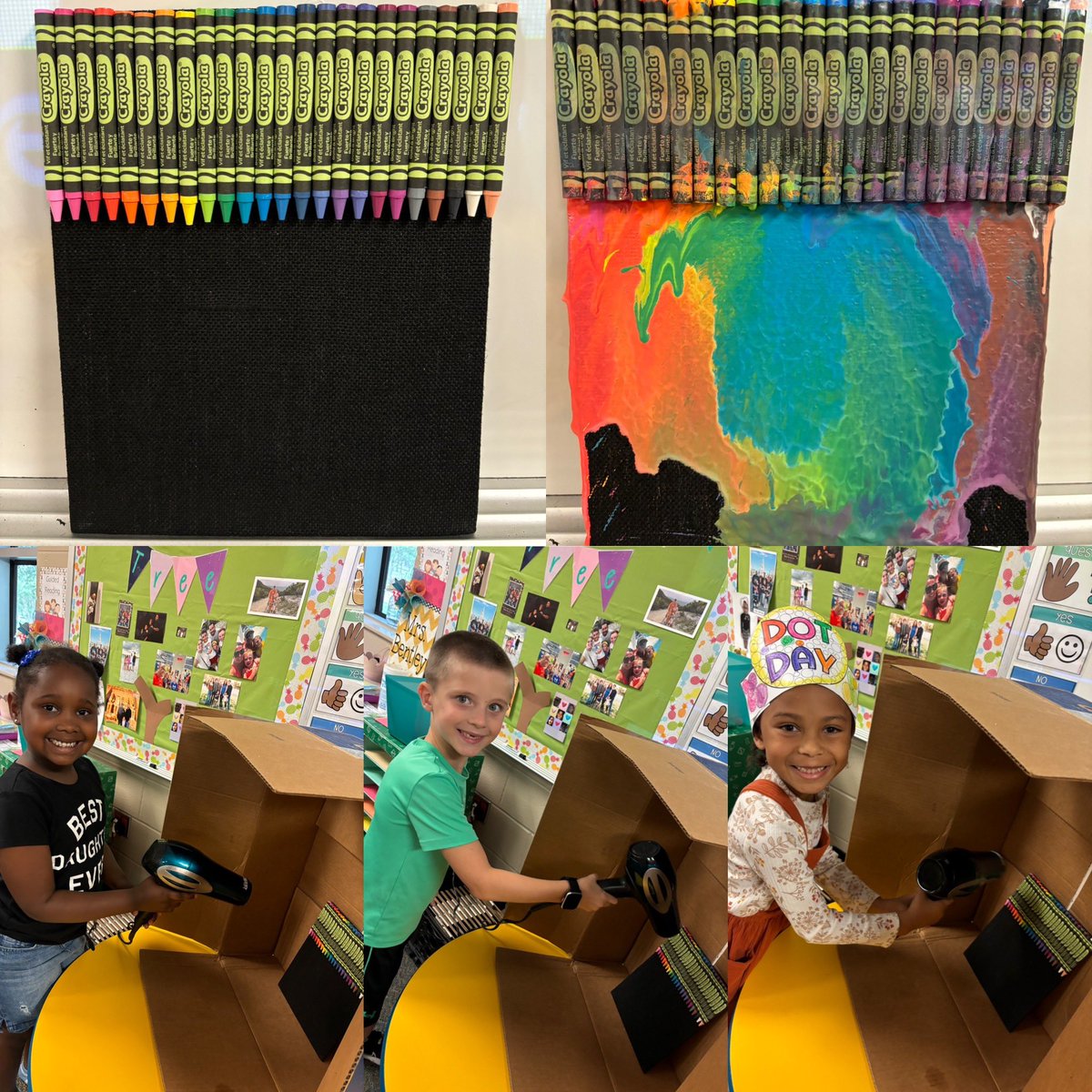 We have been discussing how heat can change things. We had so much fun today experimenting with crayons and heat. #memorymakers <a href="/HumbleISD_ESE/">Eagle Springs Elem</a> <a href="/edleaderHall/">Gayle Hall</a> <a href="/Blnorris05/">Becky Norris</a>