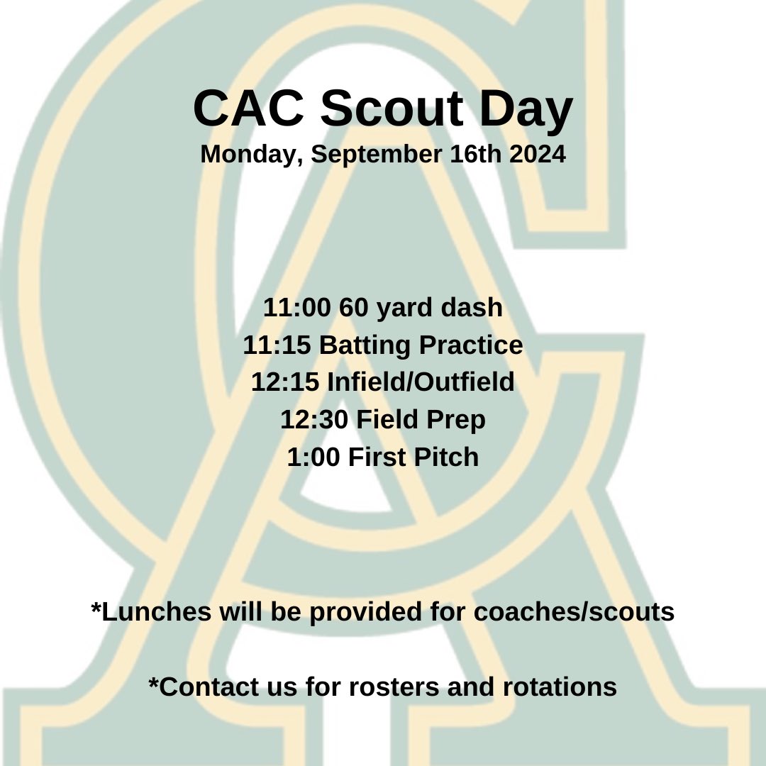 Monday 9/16 is our Scout Day! Excited to have scouts and coaches out for a great day of baseball! 

#DB9