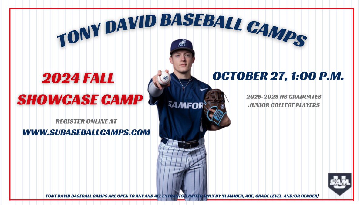 tdavid_4's tweet photo. Looking forward to our next Showcase Camp for High School baseball players @SamfordBaseball https://t.co/jku5AnujI1