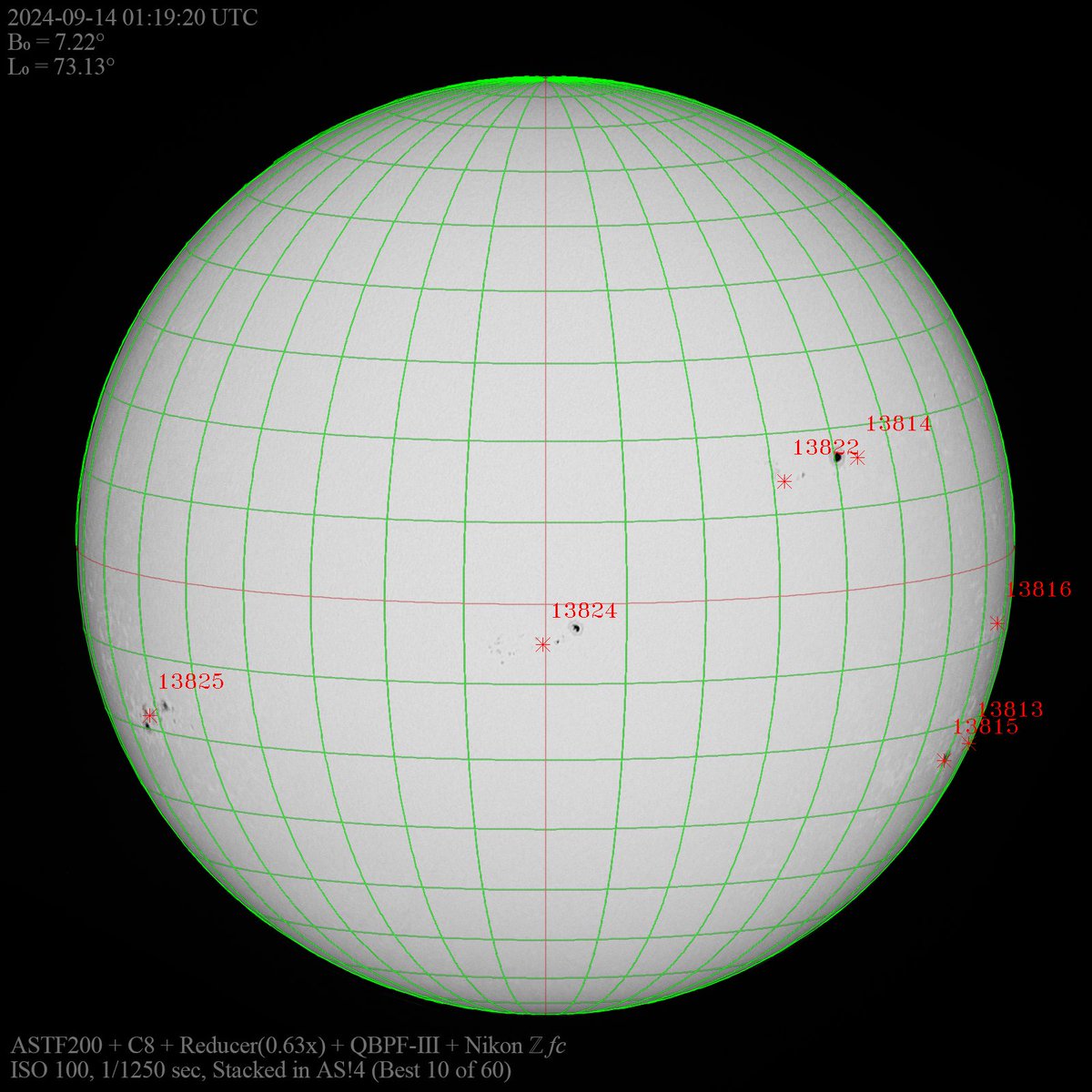tahiti_express's tweet photo. #Sun &amp; #Sunspot 2024-09-14 10:19:20 UTC+9
晴天だが雲が飛ぶ。晴れ間を突いて撮影。
黒点が少なく少々残念。

#ASTF200 #C8 #QBPF #Zfc ISO 100; 1/1250sec; #愛知県尾張旭市 #Japan
https://t.co/hLZb8kCpGW https://t.co/adzrXgesT1