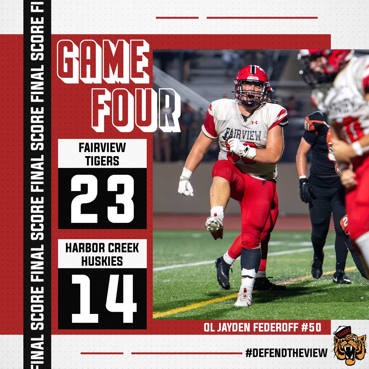 COMEBACK COMPLETE! 

We defeat Harbor Creek 23-14 and improve to 2-0 in Region 5 play. #DefendTheView