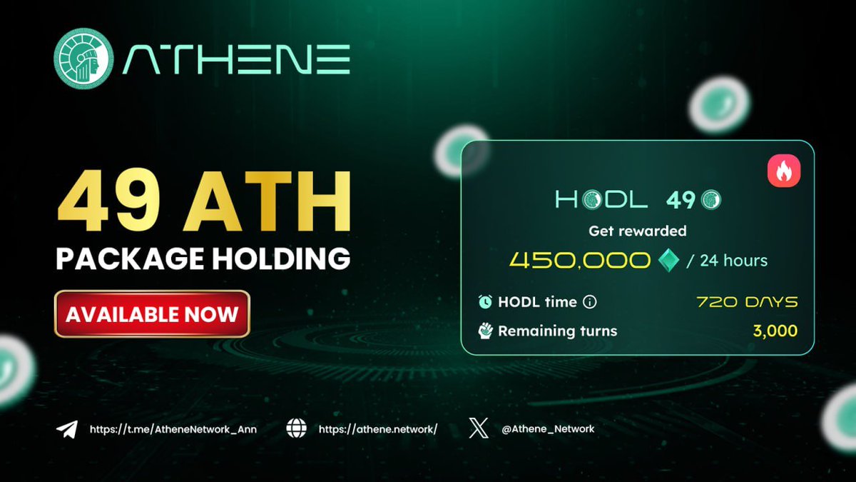 🔥🔥🔥 Important Announcement 🎆 To encourage holding for 2 years, we are  introducing a new special holding package for the first 3,000 users. ➡️  Details: 🟠Hold 49 ATH for 24 months. 🟠Receive
