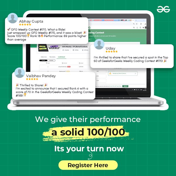 geeksforgeeks's tweet photo. These people have won big in the previous GfG Weekly contests! 
.
.
Can you be the next? Find the answers here: https://t.co/HfNPQ4tiNf
.
.
.
#gfgweekly #geeksforgeeks #coding #gfg #contests #competitiveprogramming #cp https://t.co/DH19ja38aW